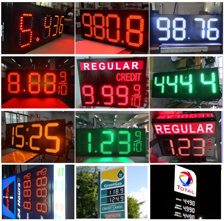 Outdoor Petrol Station Price Board 8inch 10inch 12inch 16inch 20inch 24inch Gas Station Petrol Price LED Display Sign