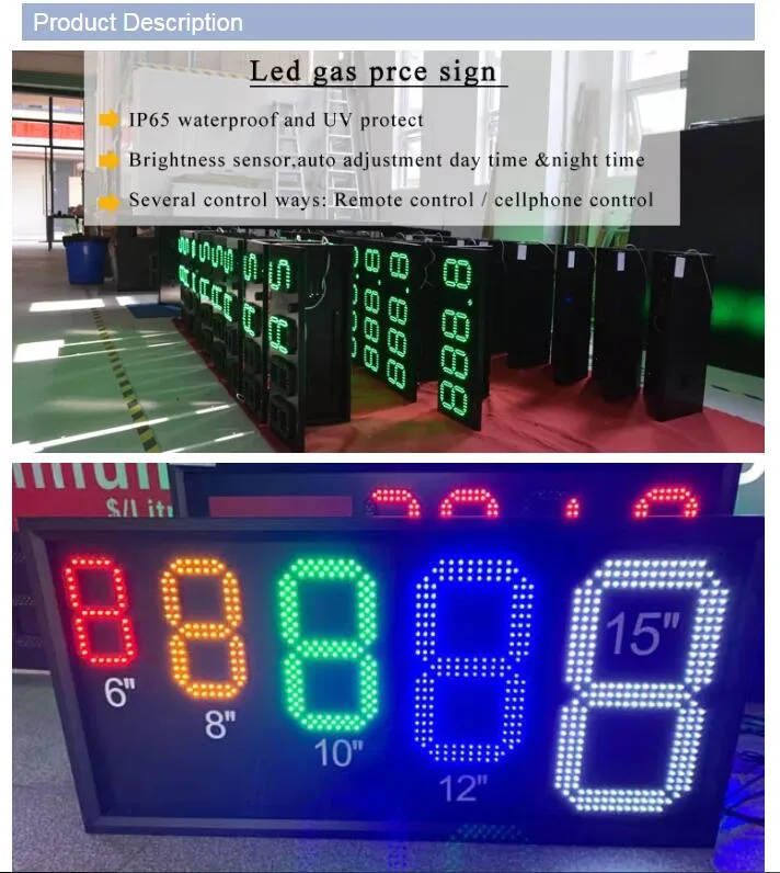 LED Fuel Price Sign and Gasoline LED Price Station Large 7 Segment Display for Outdoor Price Board LED Gas Display